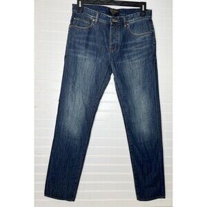 Ted Baker Jeans Men's Dark Blue Straight Organic Cotton Button Fly Size 32R